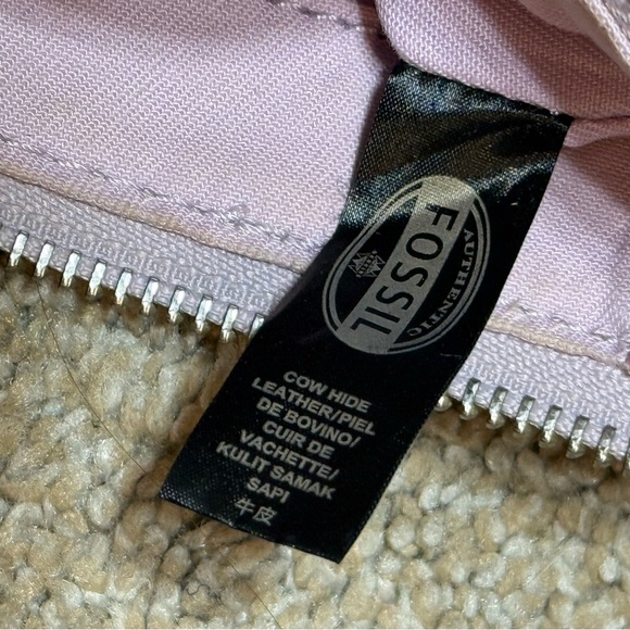 Fossil Dawson Lavender Pebbled Leather Crossbody Bag Top Zip Front Pocket - Picture 10 of 10